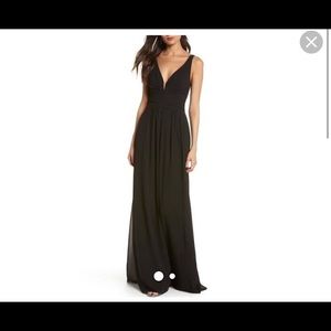 Black long chiffon gown. Size large. Worn once.